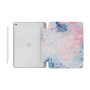 iPad SeeThru Casd with Oil Painting Abstract Design Fully compatible with the Apple Pencil