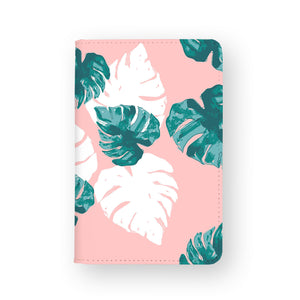 front view of personalized RFID blocking passport travel wallet with Pink Flower 2 design