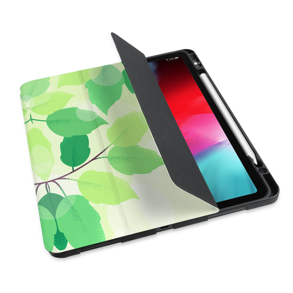 personalized iPad case with pencil holder and Leaves design - swap