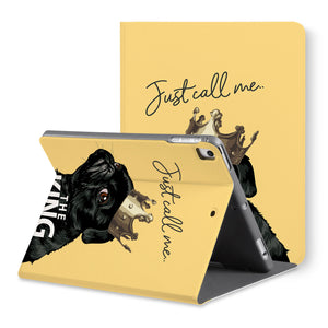 The back view of personalized iPad folio case with Dog Fun design - swap