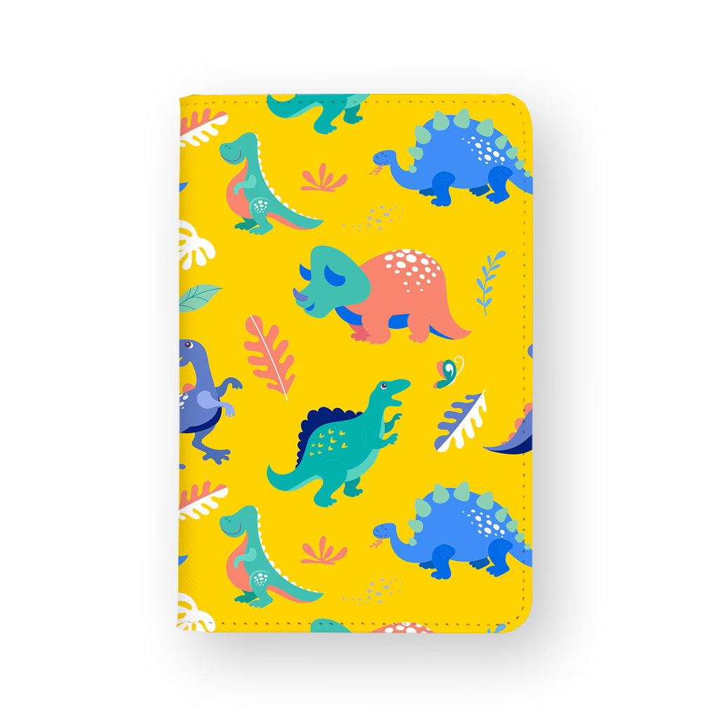 front view of personalized RFID blocking passport travel wallet with Dinosour design