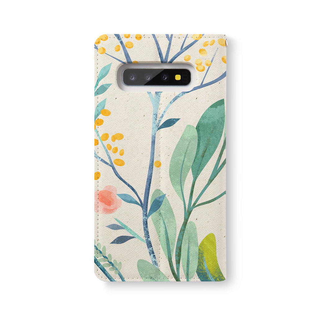 Back Side of Personalized Samsung Galaxy Wallet Case with Leaves design - swap
