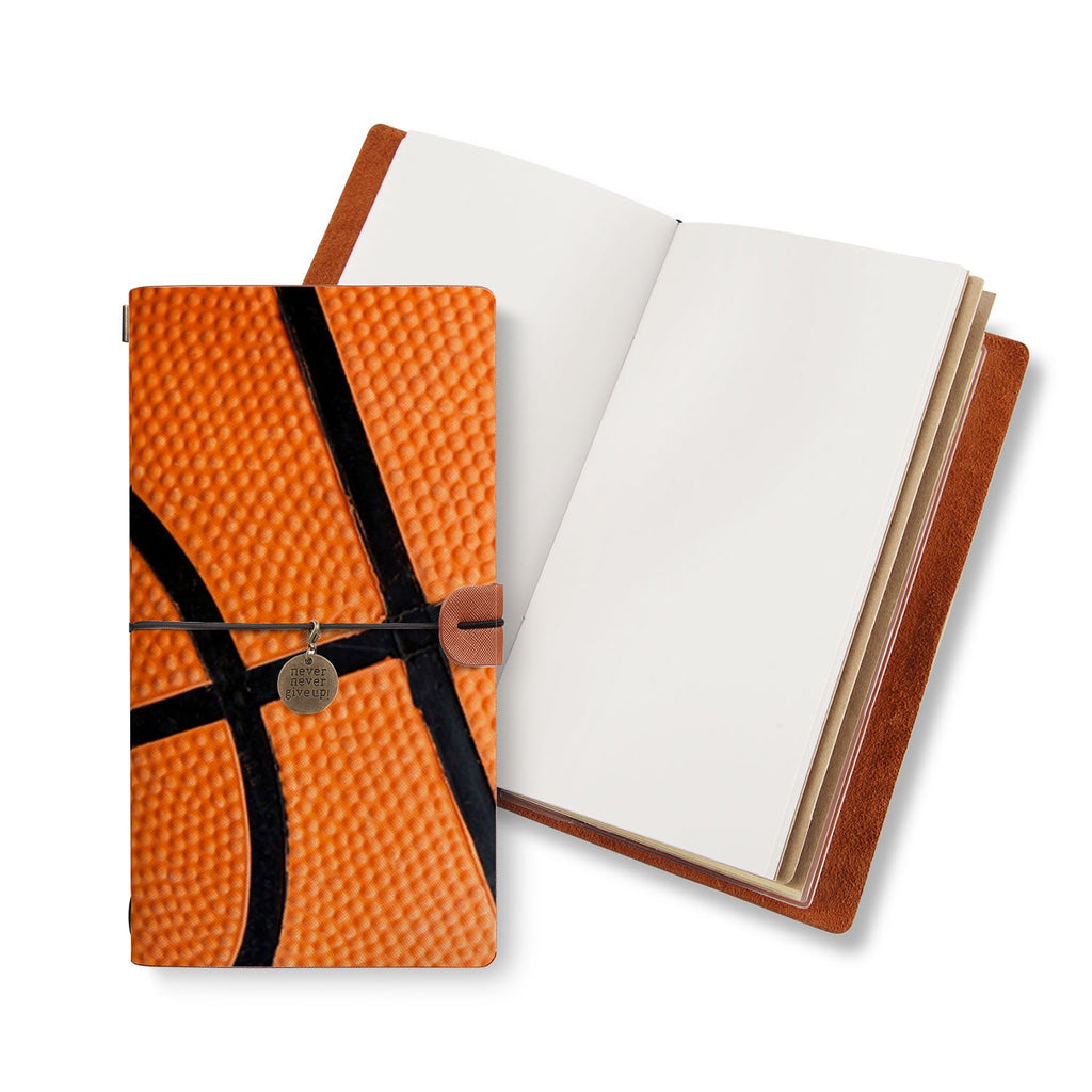 opened midori style traveler's notebook with Sport design
