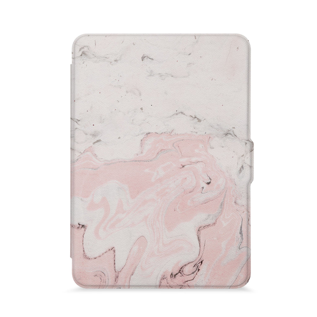 front view of personalized kindle paperwhite case with Pink Marble design - swap