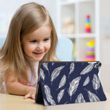 Enjoy the videos or books on a movie stand mode with the personalized iPad folio case with Feather design