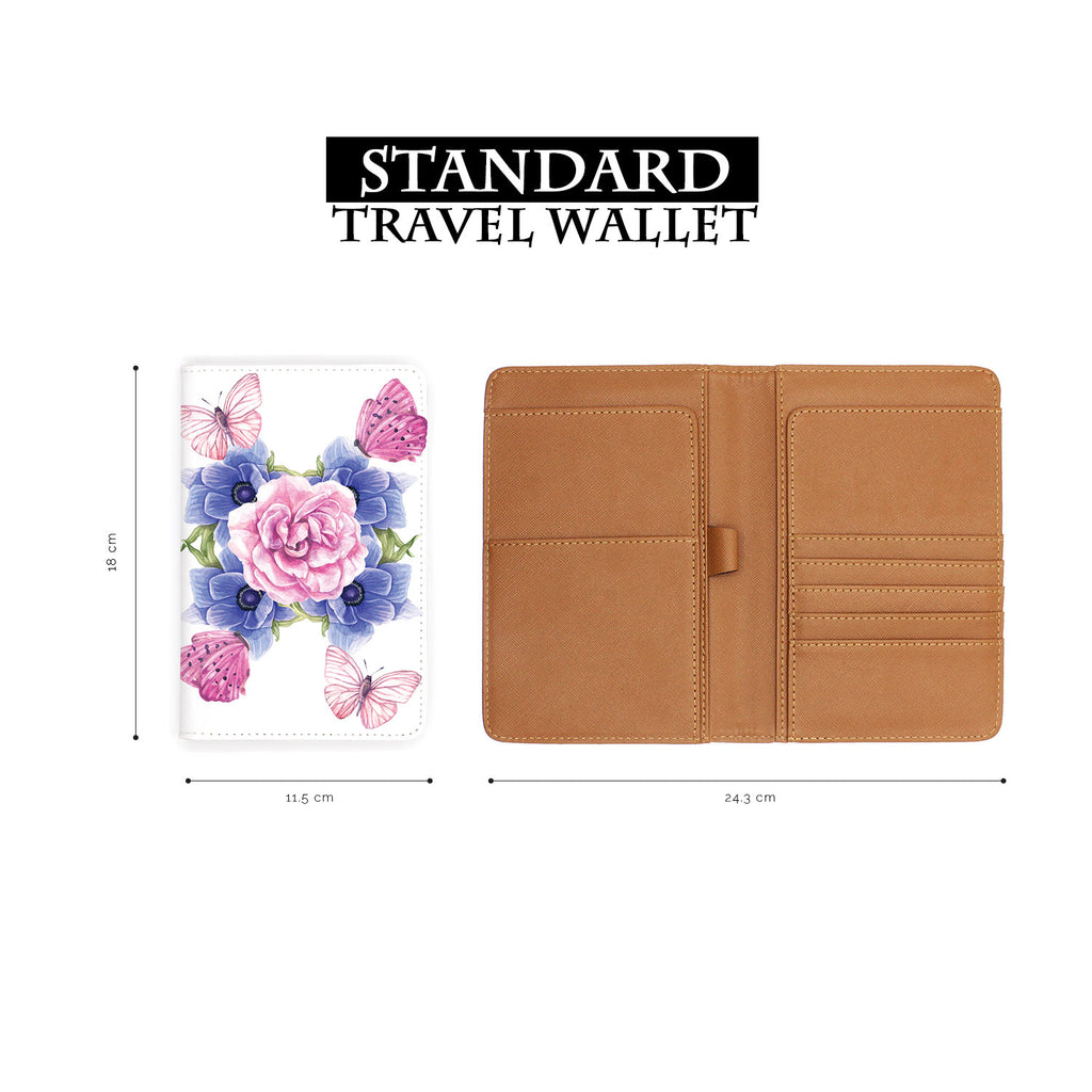 standard size of personalized RFID blocking passport travel wallet with Summer Bloom design