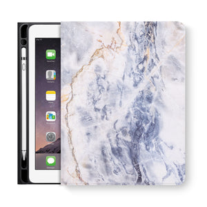 frontview of personalized iPad folio case with Marble design
