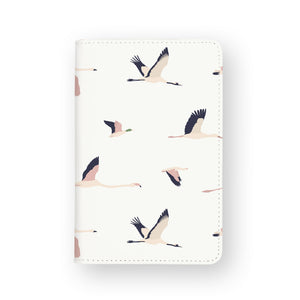front view of personalized RFID blocking passport travel wallet with Bird And Flower design