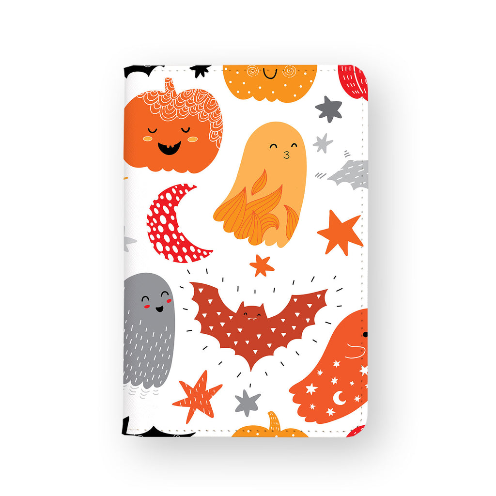 front view of personalized RFID blocking passport travel wallet with Halloween design