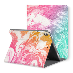 The back view of personalized iPad folio case with Abstract Oil Painting design - swap