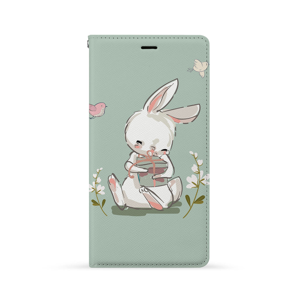 Front Side of Personalized iPhone Wallet Case with Bunny design