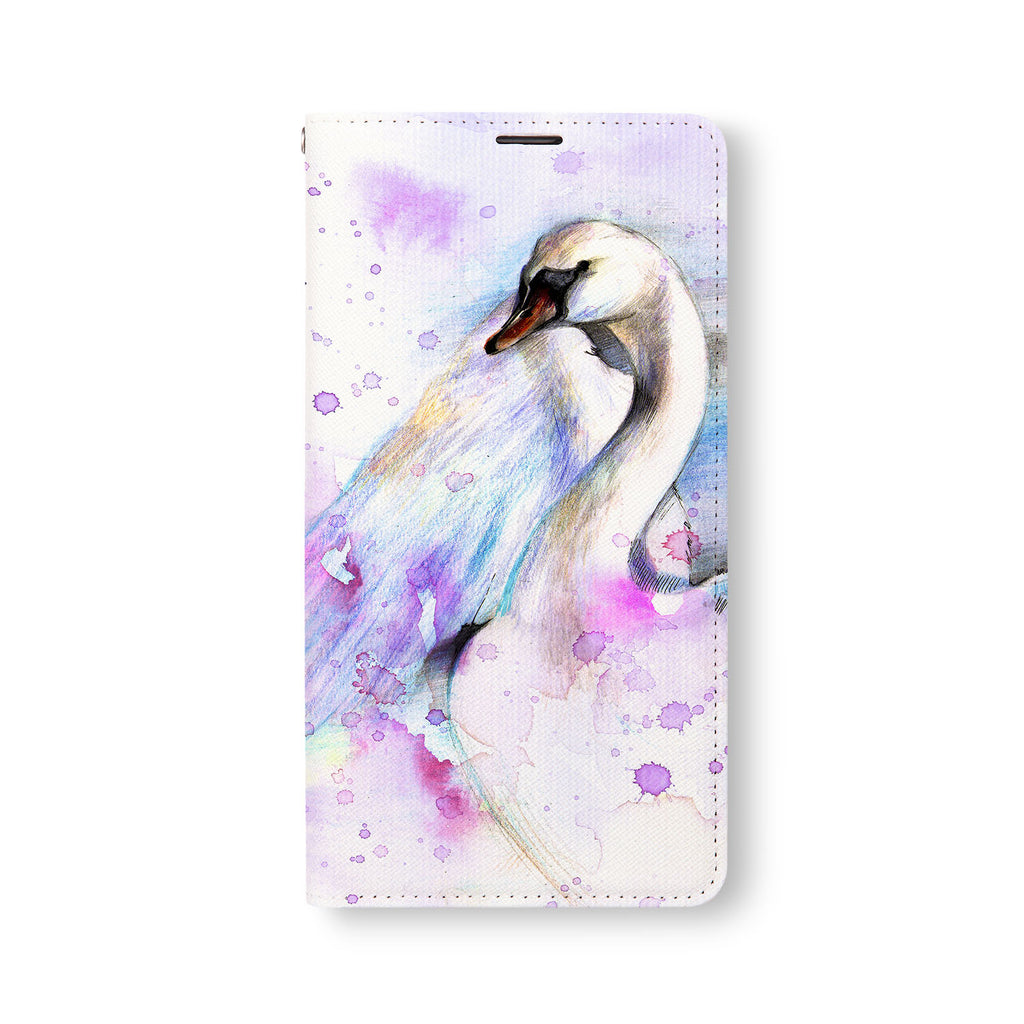 Front Side of Personalized Samsung Galaxy Wallet Case with Swan design