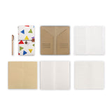 midori style traveler's notebook with Geometry Pattern design, refills and accessories