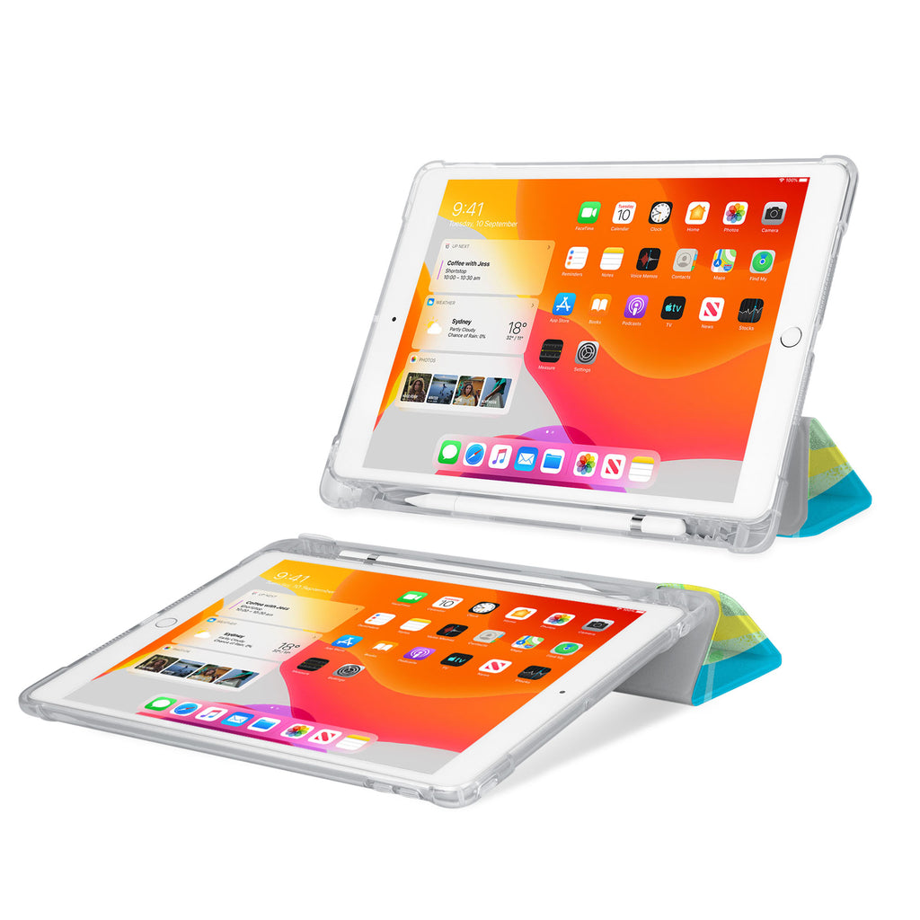 iPad SeeThru Casd with Beach Design Rugged, reinforced cover converts to multi-angle typing/viewing stand