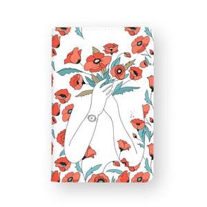 front view of personalized RFID blocking passport travel wallet with Flower Girl design
