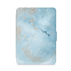 front view of personalized kindle paperwhite case with Marble Gold design - swap