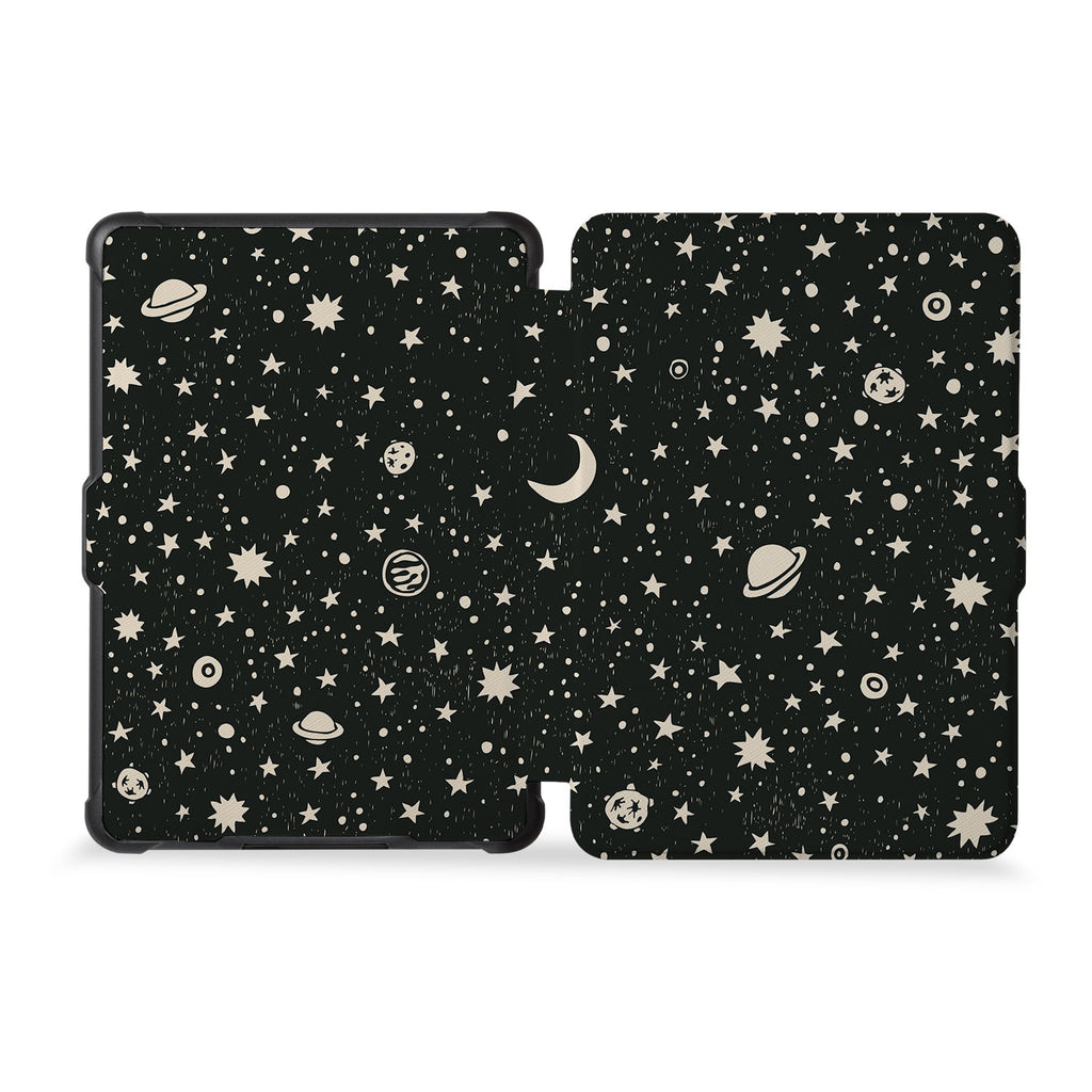 the whole front and back view of personalized kindle case paperwhite case with Space design