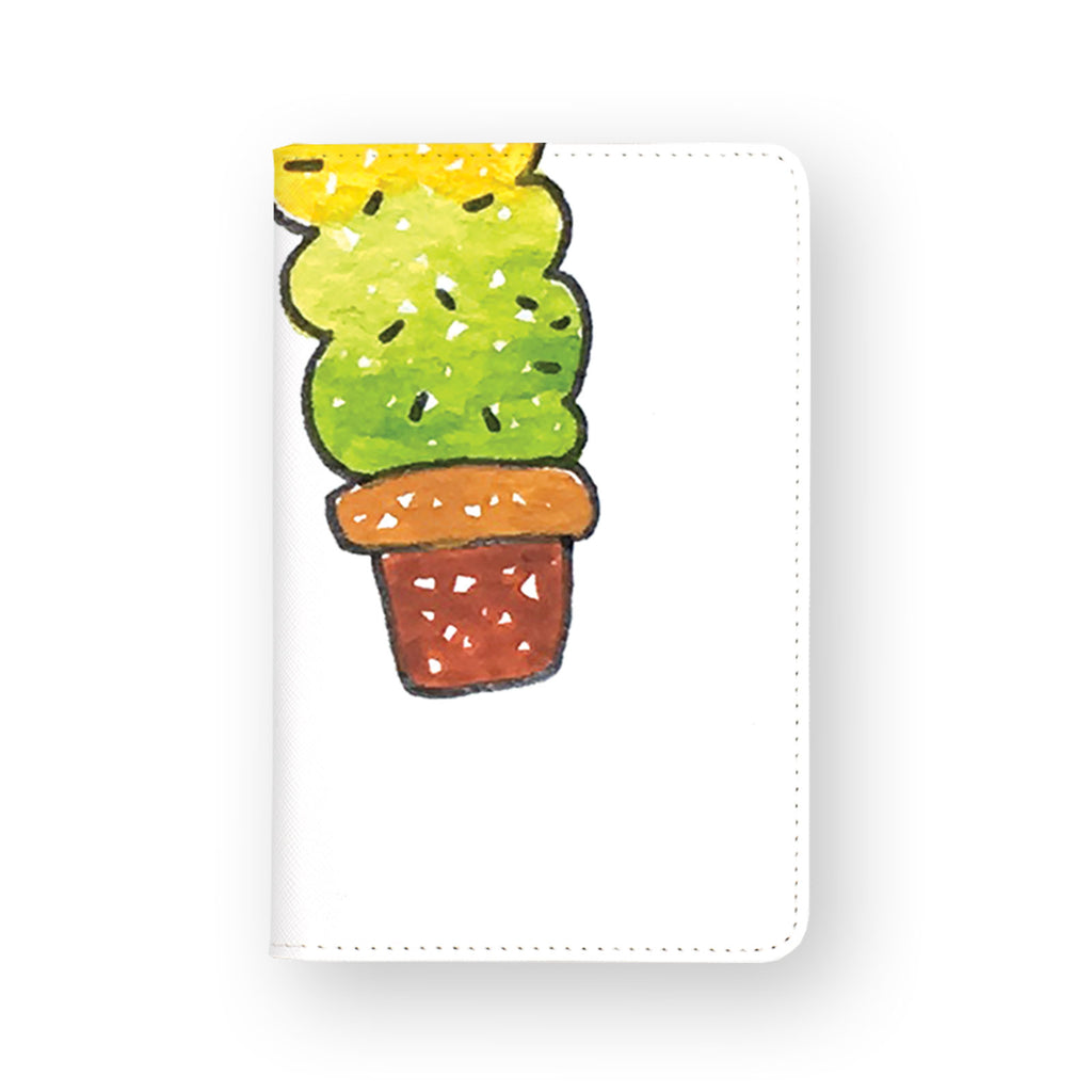 front view of personalized RFID blocking passport travel wallet with Plants design