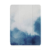 front and back view of personalized iPad case with pencil holder and Abstract Ink Painting design