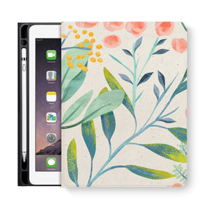 frontview of personalized iPad folio case with Pink Flower design