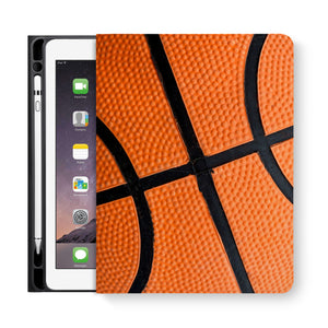 frontview of personalized iPad folio case with Sport design