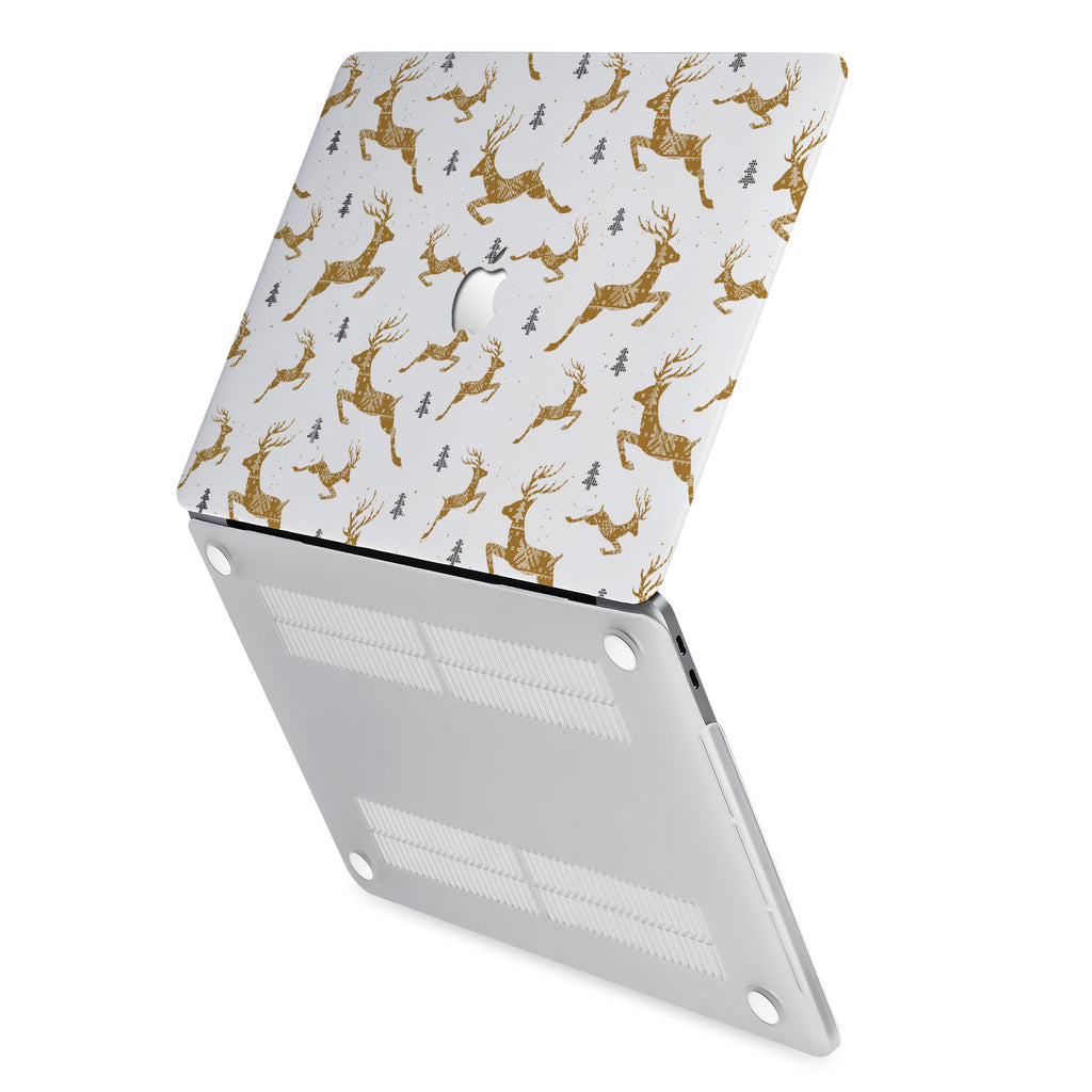 hardshell case with Christmas design has rubberized feet that keeps your MacBook from sliding on smooth surfaces