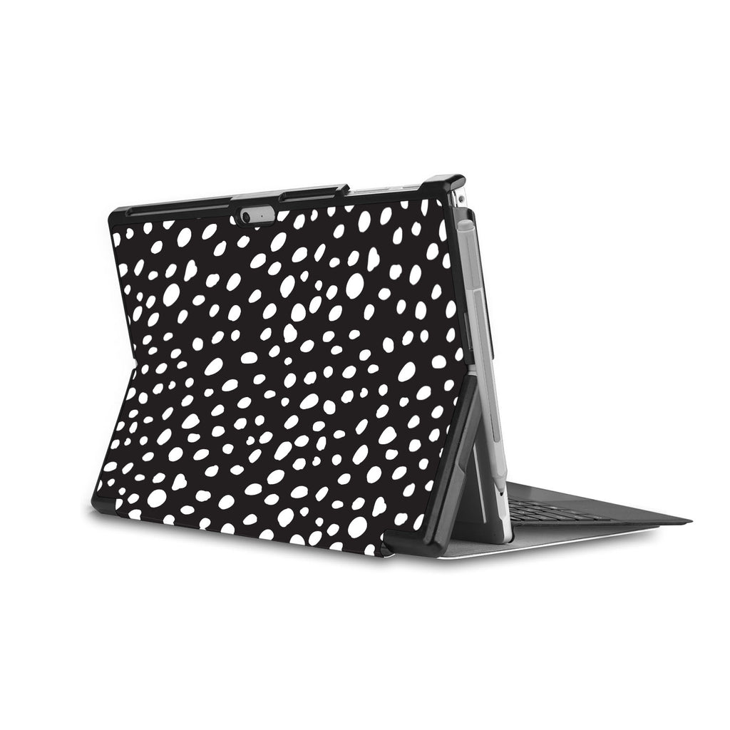 the back side of Personalized Microsoft Surface Pro and Go Case in Movie Stand View with Polka Dot design - swap