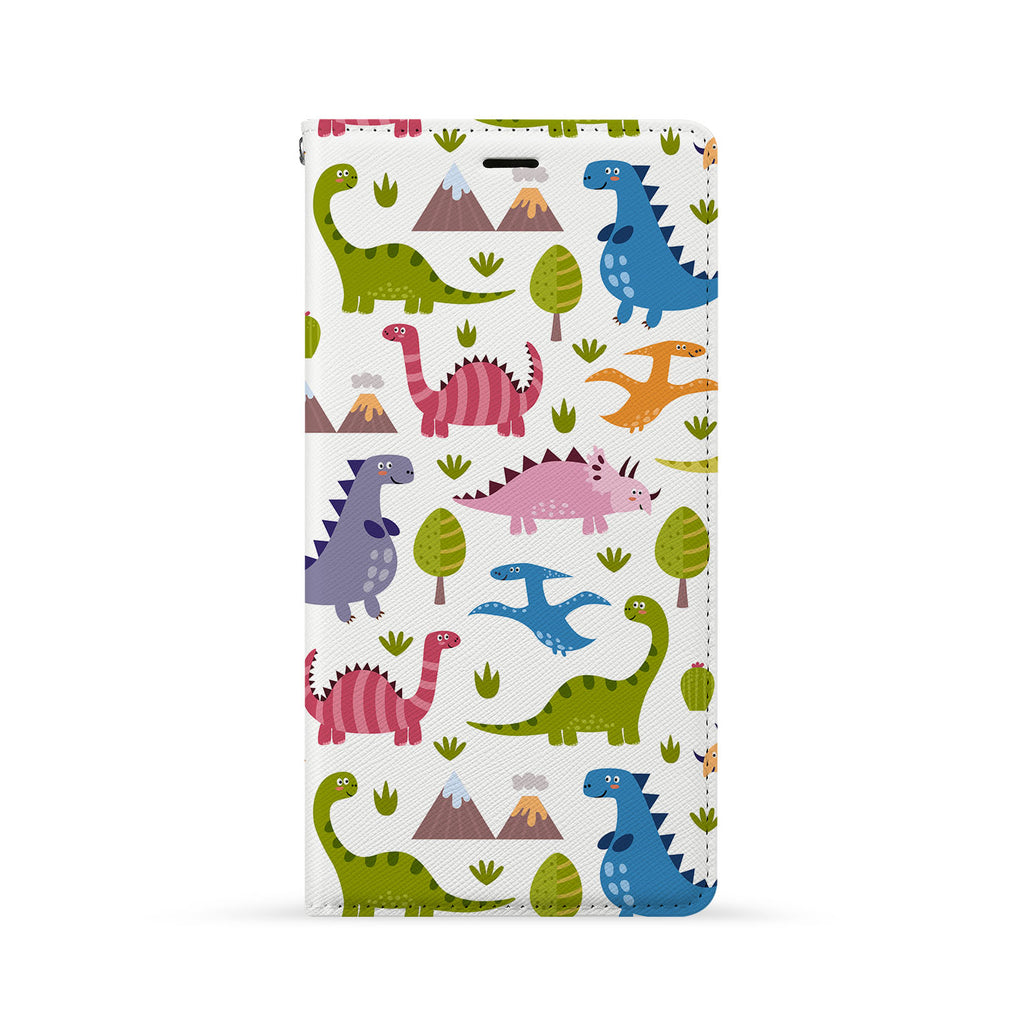 Front Side of Personalized iPhone Wallet Case with Dinosaur design