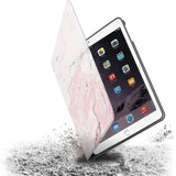 Drop protection from the personalized iPad folio case with Pink Marble design 