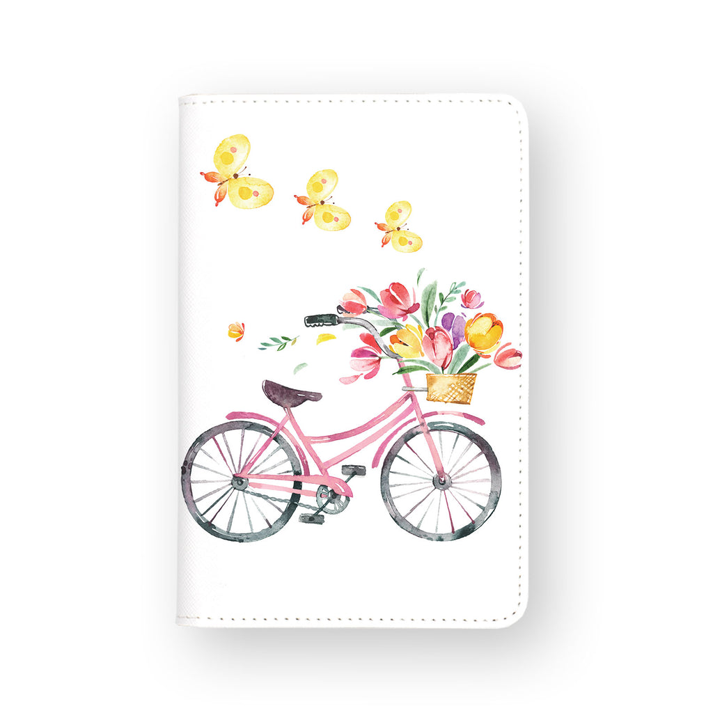 front view of personalized RFID blocking passport travel wallet with Springtime design