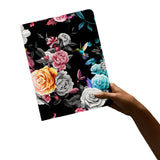Designed to be the lightest weight of  personalized iPad folio case with Black Flower design