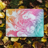 flat view of personalized RFID blocking passport travel wallet with Abstract Oil Painting design