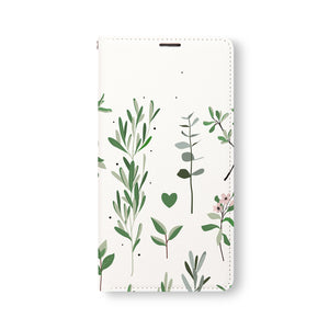 Front Side of Personalized Samsung Galaxy Wallet Case with FlatFlower2 design