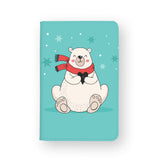 front view of personalized RFID blocking passport travel wallet with Polar Bears Christmas design