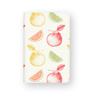 front view of personalized RFID blocking passport travel wallet with Fruits design