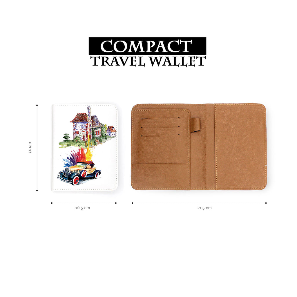 compact size of personalized RFID blocking passport travel wallet with Cities And Cars design