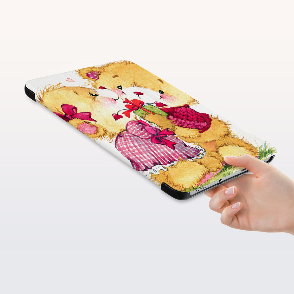 a hand is holding the Personalized Samsung Galaxy Tab Case with Bear design