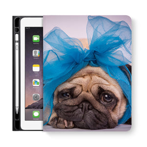 frontview of personalized iPad folio case with Dog design