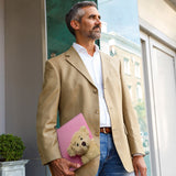 A business man carrying personalized microsoft surface case with Bear design in the park