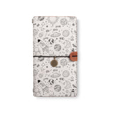 the front top view of midori style traveler's notebook with 4 design