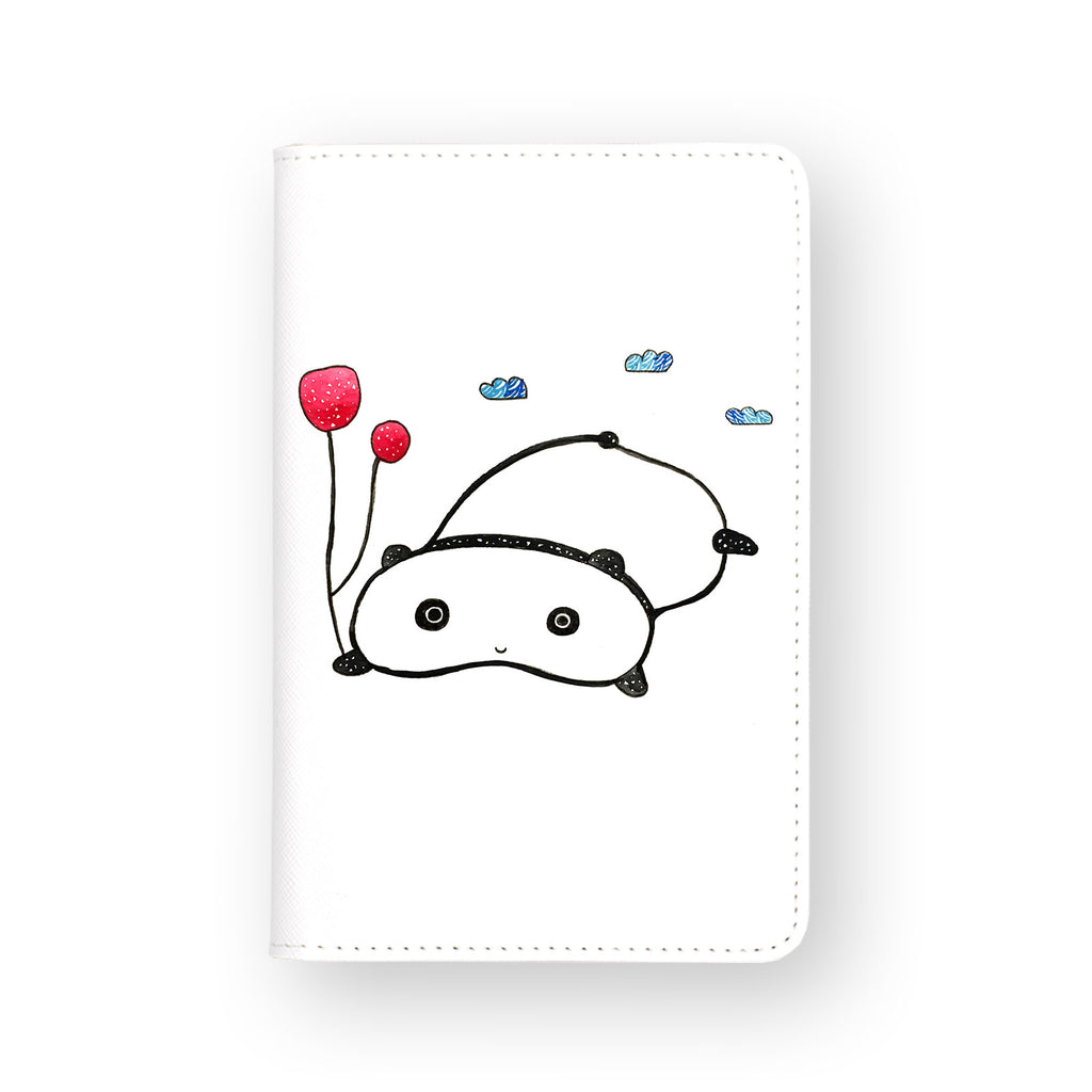 front view of personalized RFID blocking passport travel wallet with Panda And Balloon design