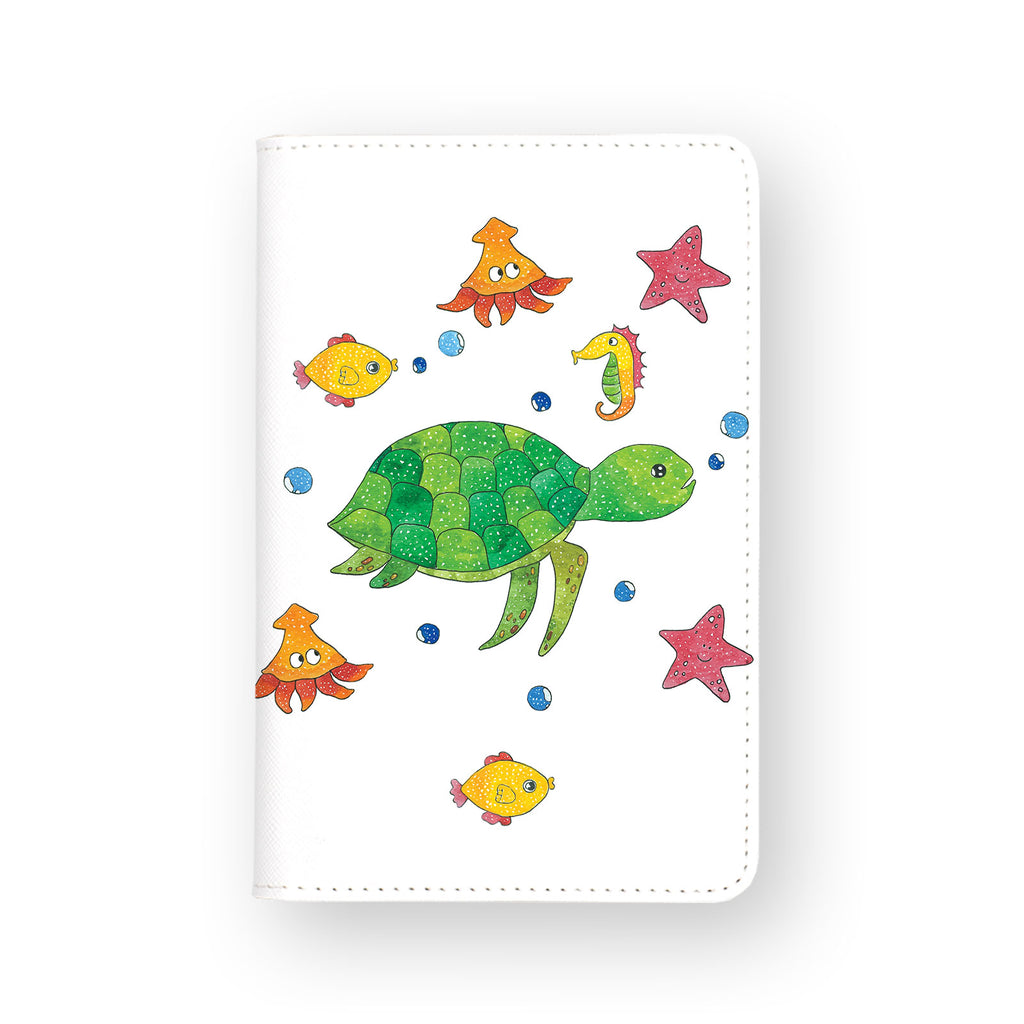 front view of personalized RFID blocking passport travel wallet with Sea Turtle And Marine design