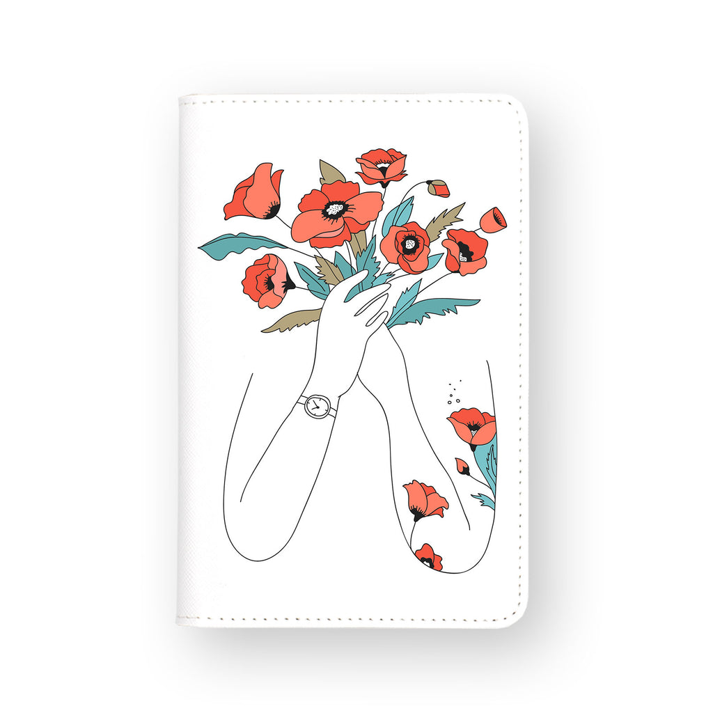 front view of personalized RFID blocking passport travel wallet with Bouquet Of Flowers B design