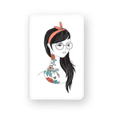 front view of personalized RFID blocking passport travel wallet with Portrait Of A Girl B design