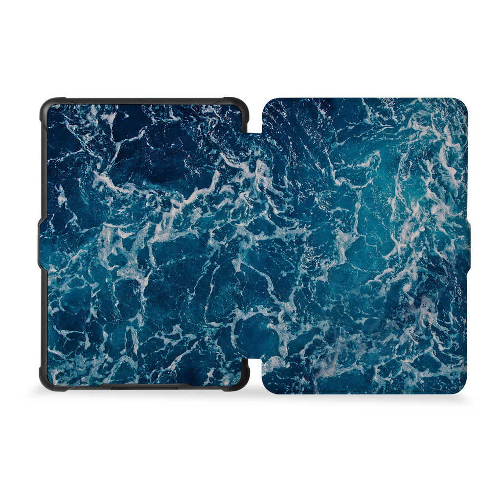 the whole front and back view of personalized kindle case paperwhite case with Ocean design