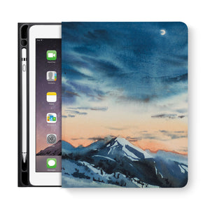 frontview of personalized iPad folio case with Landscape design