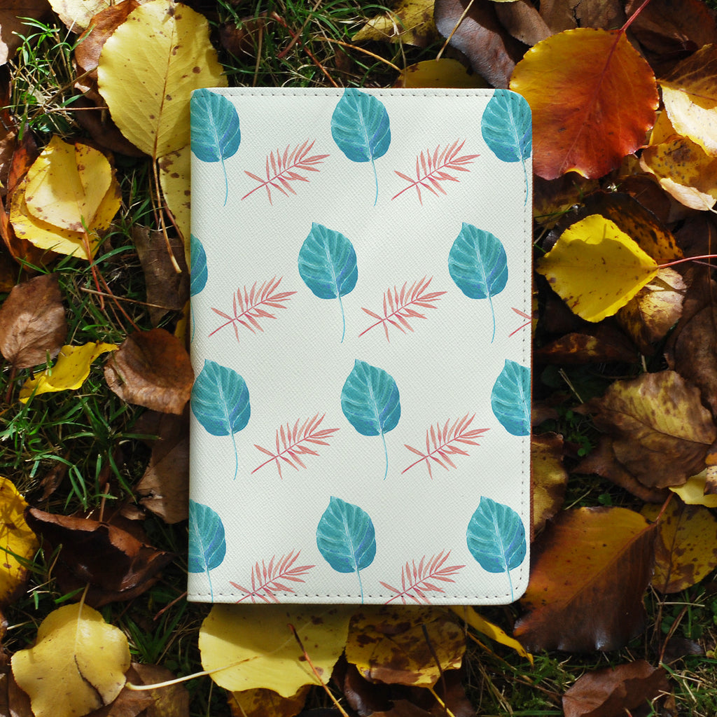 personalized RFID blocking passport travel wallet with Tropical Leaves design on maple leafs