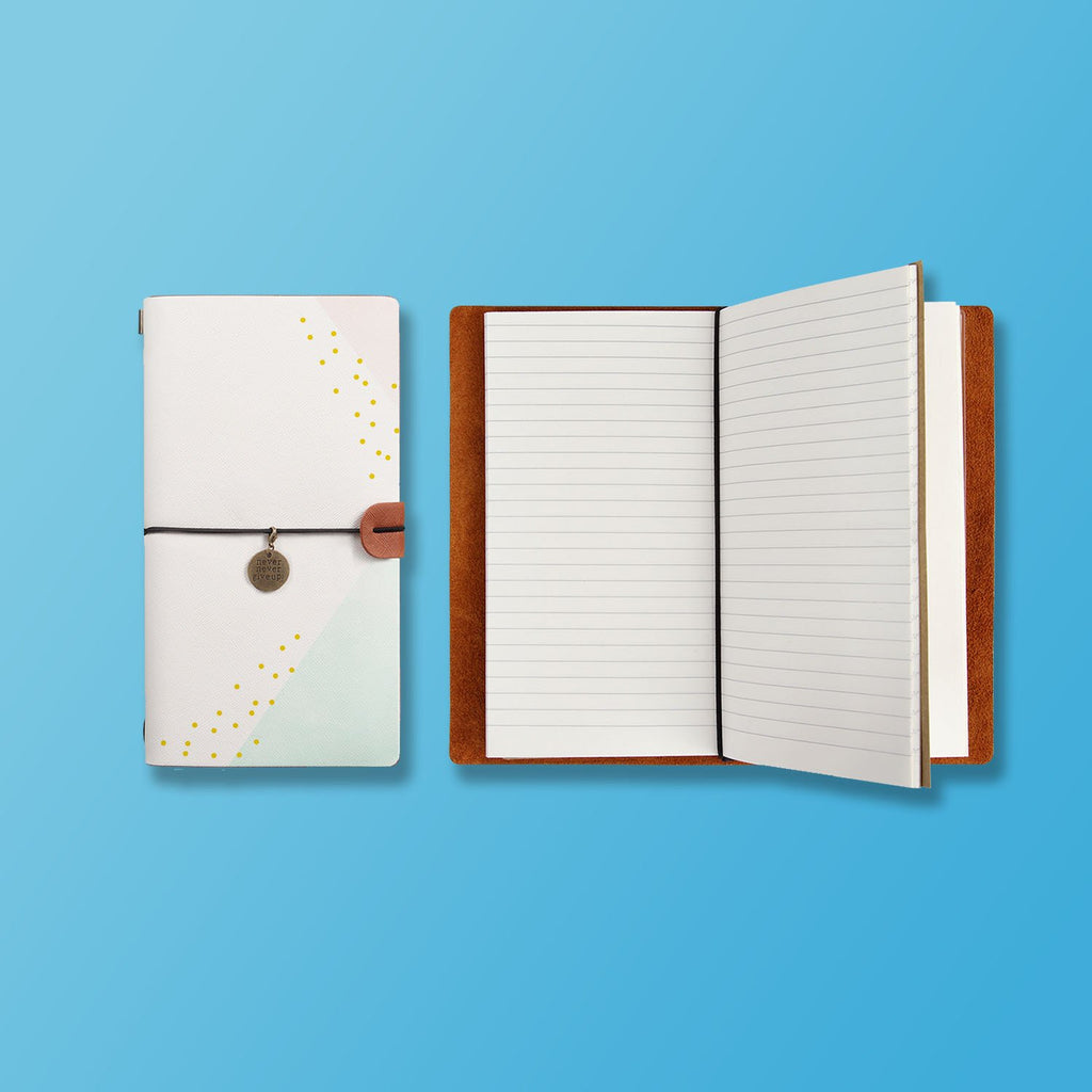the front top view of midori style traveler's notebook with Simple Scandi Luxe design