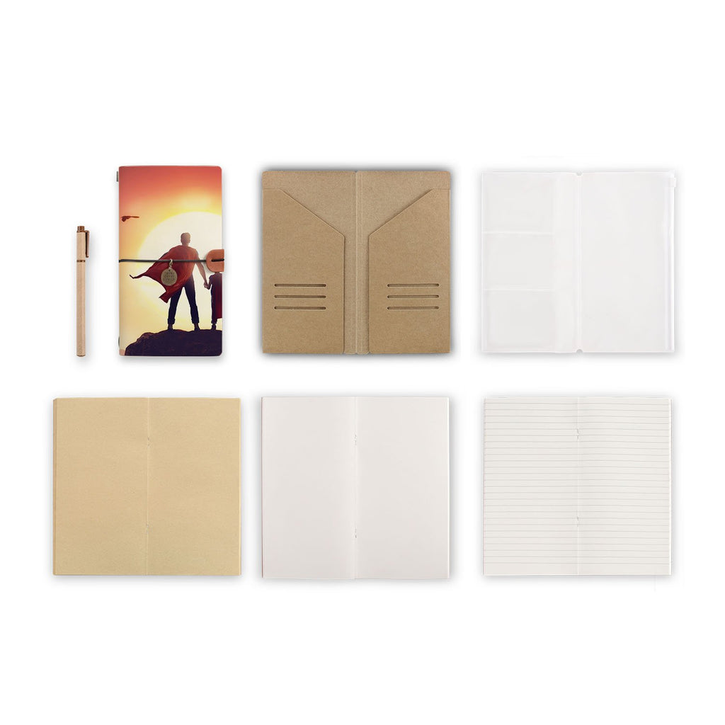 midori style traveler's notebook with Father Day design, refills and accessories