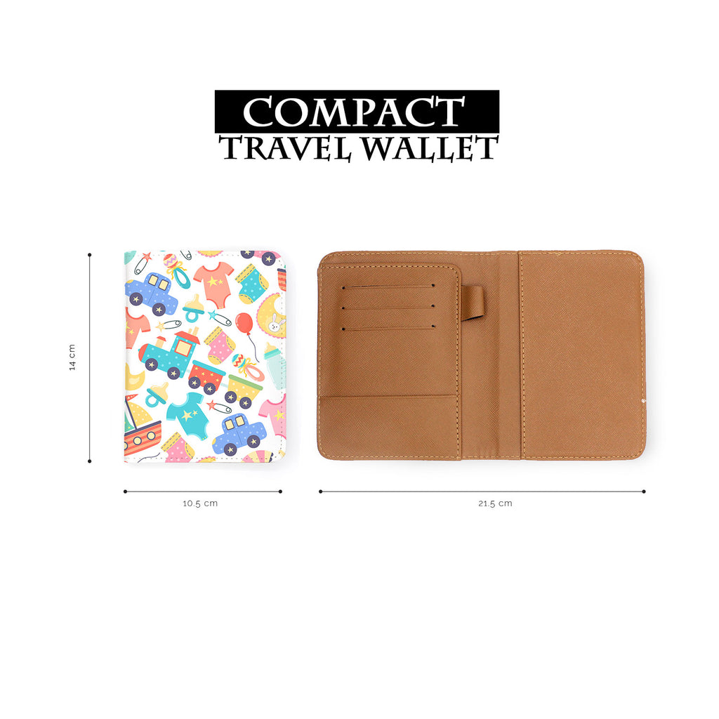 compact size of personalized RFID blocking passport travel wallet with Hello Baby design